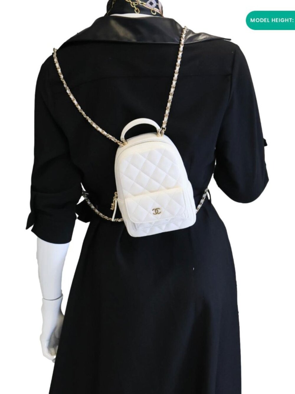 Chanel  Classic CC Mini Quilted Caviar Leather Backpack White - Picture 2 of 14